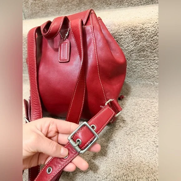 Vintage Coach Legacy Drawstring Leather Backpack dark red leather Style #9569 - Picture 8 of 15